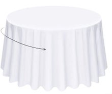 Runde Tischdecke, weiße runde Tischdecke, runde Tischdecke 228CM, weiße Tischdecken, runde, waschbare Tischdecke aus Polyestergewebe für Hochzeiten