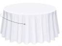 Runde Tischdecke, weiße runde Tischdecke, runde Tischdecke 228CM, weiße Tischdecken, runde, waschbare Tischdecke aus Polyestergewebe für Hochzeiten