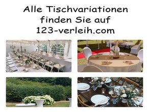 VERSCHIEDENE Tische Holztische Crossback Hochzeittische Biertischgarnituren mieten