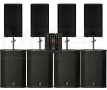 Lautsprecher Musikanlage Beschallungsanlage Partyanlage Boxen Mischpult 4x RCF Art 912 aktiv 4x dB Technologies Sub 18H aktiv