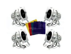 Scheinwerferset V – 4x PAR 64 Halogen Scheinwerfer mieten (500 Watt je Scheinwerfer) Halogen Lichtanlage Lichttechnik Licht Partybeleuchtung Scheinwerfer