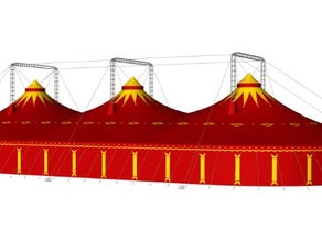 Zirkuszelt 1104m² - 6 Master rot/gelb - Gala - Festival - Firmenfeier