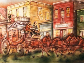 Western Postkutsche Kulisse, Cowboy, Wüste, Wilder Westen, Kutsche