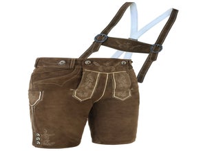 Sofort Versand möglich | Trendige kurze Männer Lederhose Braun | Gr.42 bis 66 | zünftig & modern von Spieth & Wensky | Online Verleih Miete ausleihen