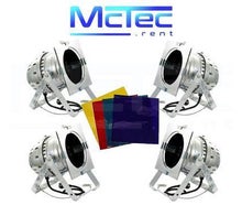 Scheinwerferset V – 4x PAR 64 Halogen Scheinwerfer mieten (500 Watt je Scheinwerfer) Halogen Lichtanlage Lichttechnik Licht Partybeleuchtung Scheinwerfer