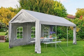Festzelt Zelt Bierzelt Partyzelt Pavillon 6x3 Meter modern grau stabil mieten leihen optional mit Lieferung und Aufbau