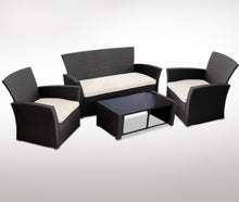 Lounge Möbel Set für 4 Personen / Poly-Rattan anthrazit