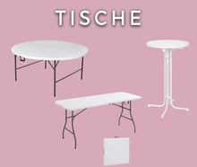 Tische, Banketttische rund und eckig 150-180cm, Stehtische