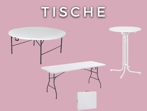 Tische, Banketttische rund und eckig 150-180cm, Stehtische