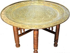 Orientalischer Holztisch, Messingtisch, Tisch, Orient, Wasserpfeife, Tee, Café