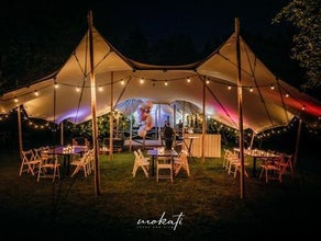 Stretchzelt, Tipi Zelt, Partyzelt, Zeltmembran 10 x 15 m sand - 150 qm - Tentickle, Flexzelt