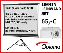 Beamer, Videobeamer, Leinwand 4500 Ansilumen, LASER DLP, Full HD