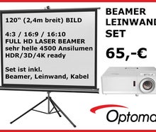 Beamer, Videobeamer, Leinwand 4500 Ansilumen, LASER DLP, Full HD