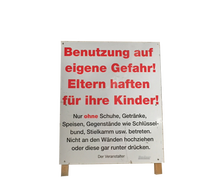 Hinweisschild Haftungsausschluss mieten – Springburg, Luftburg, Kinderhüpfburg, Eventmodul, Hüpfburg