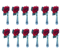rote Rose 12er Set mieten – Miettisch, Eventtisch, Veranstaltungstisch, Partytisch, Tischzubehör