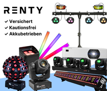 Lichttechnik mieten (ab € 4,90) ✓ LED Akku PARs ✓ Discokugel ✓ Neonröhren ✓ Moving Heads ✓ Top Effekte und Auswahl!
