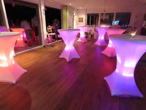 6x beleuchtete Stehtische mit Akku LED – Komplett-Set für Hochzeit & Event