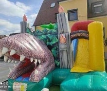Profi Hüpfburg Luftburg Springburg Dino World T-Rex mit Rutsche Jungentraum günstig leihen mieten in Mittelfranken Nürnberg Fürth Erlangen Ansbach Schwabach Lauf Zirndorf Roth