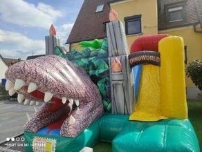 Profi Hüpfburg Luftburg Springburg Dino World T-Rex mit Rutsche Jungentraum günstig leihen mieten in Mittelfranken Nürnberg Fürth Erlangen Ansbach Schwabach Lauf Zirndorf Roth