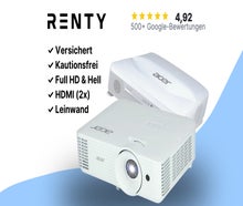 Beamer mieten (ab € 59,90): Full-HD, 5200 ANSI Lumen, Acer ✓ HDMI ✓ Leinwand optional ✓ Kautionsfrei ✓ 28 Standorte