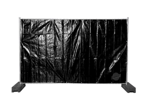 Banner schwarz für Bauzaun mieten – Absperrgitter & Zäune