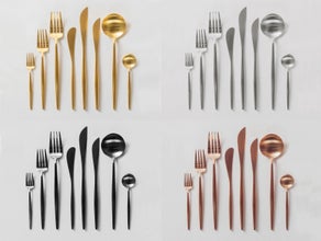 Besteck STILETTO mattes gold, mattes silber, mattes schwarz weds4rent