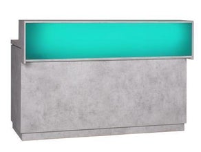 Lacktheke Beton mit Edelstahlblatt und LED Aufsatz