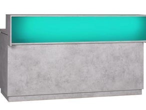 Lacktheke Beton mit Edelstahlblatt und LED Aufsatz