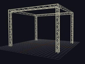 Messestand aus Traversen 4,8 x 3,8  mit 3,4 m Höhe = 18 m² · andere Größen jederzeit möglich