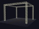 Messestand aus Traversen 4,8 x 3,8  mit 3,4 m Höhe = 18 m² · andere Größen jederzeit möglich
