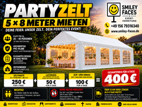 Partyzelt 5x8m mieten – 40 m² | 4 Tage inkl. Lieferung & Aufbau