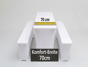 Husse für Bierzeltgarnitur, Festzeltgarnitur 70 cm in weiß mieten – Edles XXL-Upgrade für Ihre Festzeltgarnitur (3-tlg. Set)