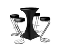 Barhockerset Z schwarz/stretch 4 SET mieten – Bartheke, Mobile Bar, Ausschanktheke, Eventtheke