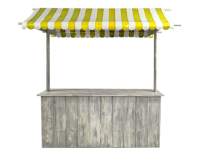 Buffet-Marktstand gelb mieten – Bartheke, Mobile Bar, Ausschanktheke, Eventtheke