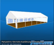 Partyzelt 6 x 12m hohe Ausführung mit Holzboden