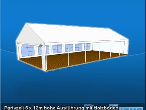 Partyzelt 6 x 12m hohe Ausführung mit Holzboden
