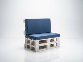 Palettensofa mieten – Lounge-Möbel aus weißen Paletten inkl. Polster (Anthrazit)