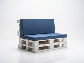 Palettensofa mieten – Lounge-Möbel aus weißen Paletten inkl. Polster (Anthrazit)