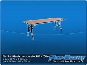 Banketttisch rechteckig 183cm