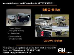 Grillfahrrad mieten – Mobile Party ab 100 €/Tag! ✔️ TÜV-geprüft ✔️ Inkl. Zubehör