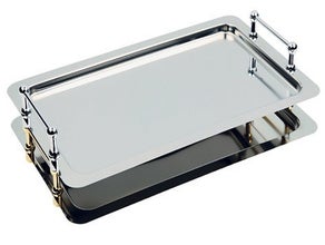 Serviertablett aus Edelstahl m. Griffe