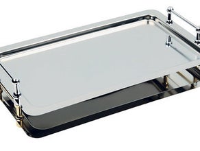 Serviertablett aus Edelstahl m. Griffe
