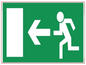 Sichtschutzplane NOTAUSGANG links, Bauzaunplane, Mobilzaunplane, Sichtschutz, Notausgangsplane