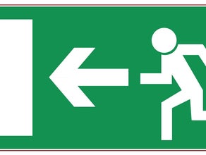 Sichtschutzplane NOTAUSGANG links, Bauzaunplane, Mobilzaunplane, Sichtschutz, Notausgangsplane