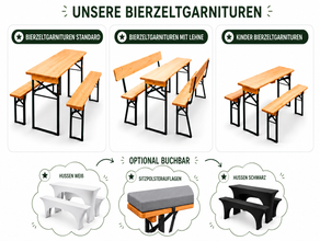 Bierzeltgarnitur, Bierzeltgarnitur mit Lehne oder Kinderbierzeltgarnituren mieten Berlin & Umland