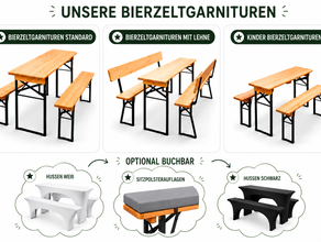 Bierzeltgarnitur, Bierzeltgarnitur mit Lehne oder Kinderbierzeltgarnituren mieten Berlin & Umland