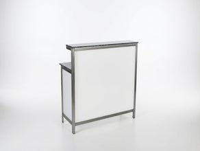 Mobile Edelstahl-Cocktailbar mieten – Exklusive Event-Bar (150 cm) mit edler Optik