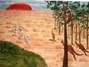 Ayers Rock - Kulisse, Australien - roter Felsen - Känguru, Kulisse