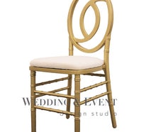 "Charlene"- Stuhl gold inkl. Sitzkissen Chiavari Tiffany Crossback