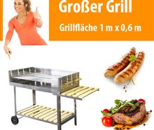 Großer Edelstahl Gastronomie Grill für Familienfest und Event